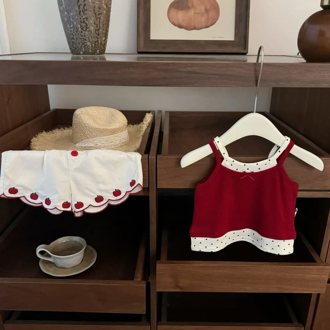 Suit summer clothes new children's fake two-piece vest shorts Korean style baby girl western style two-piece set trendy cross-border