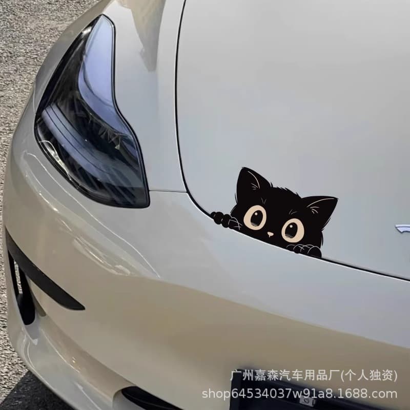 Scratch Cover Car Sticker Peeping Black Cat Decal Waterproof Car Electric Motorcycle Body Sticker