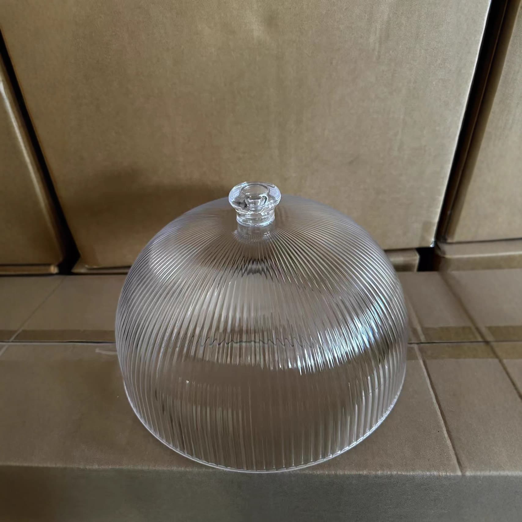Plastic manufacturer direct food new transparent striped food cake meal cover light luxury internet celebrity crystal coffee western food