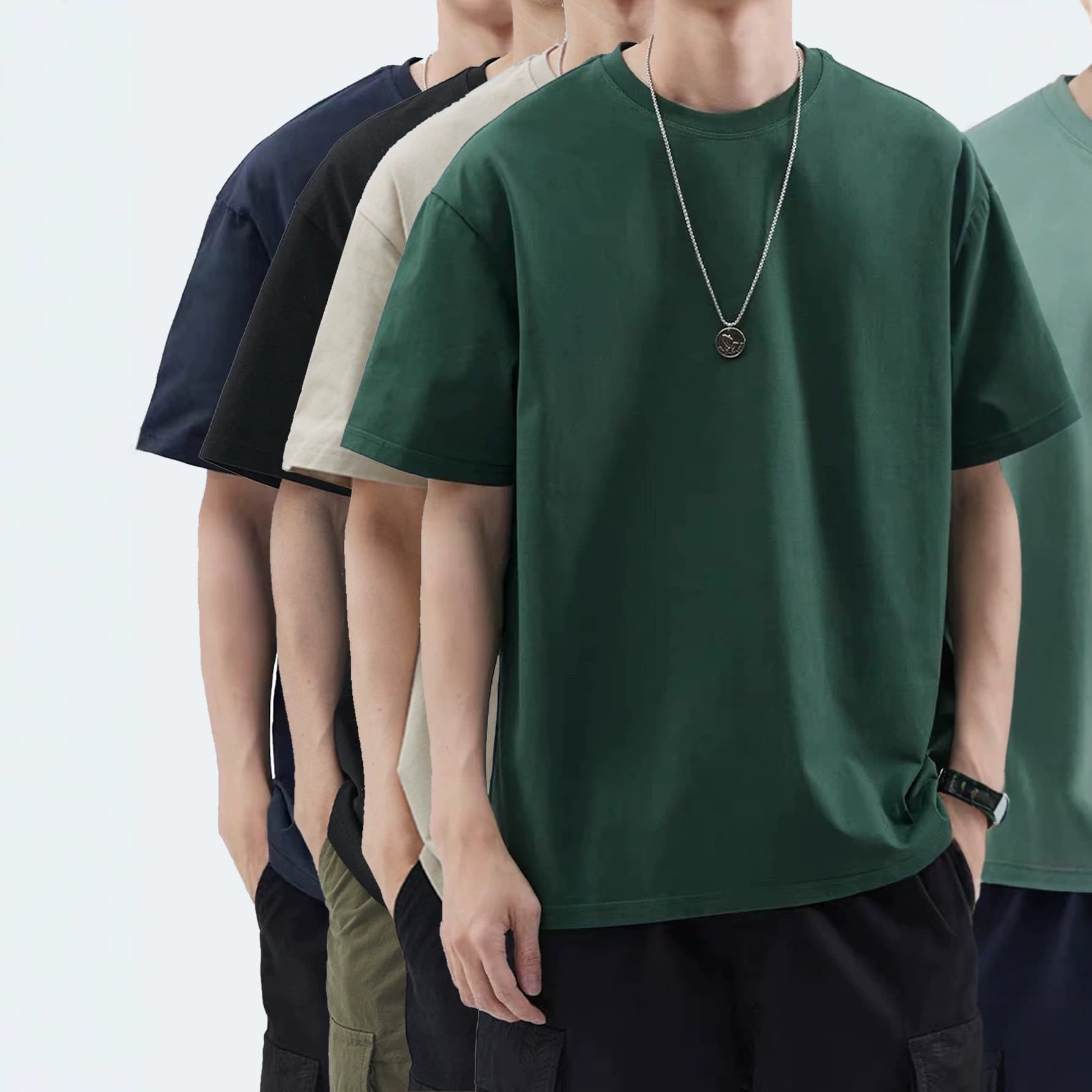 【Cross-border EU Size】4-piece men's high-quality pure cotton T-shirt short sleeve
