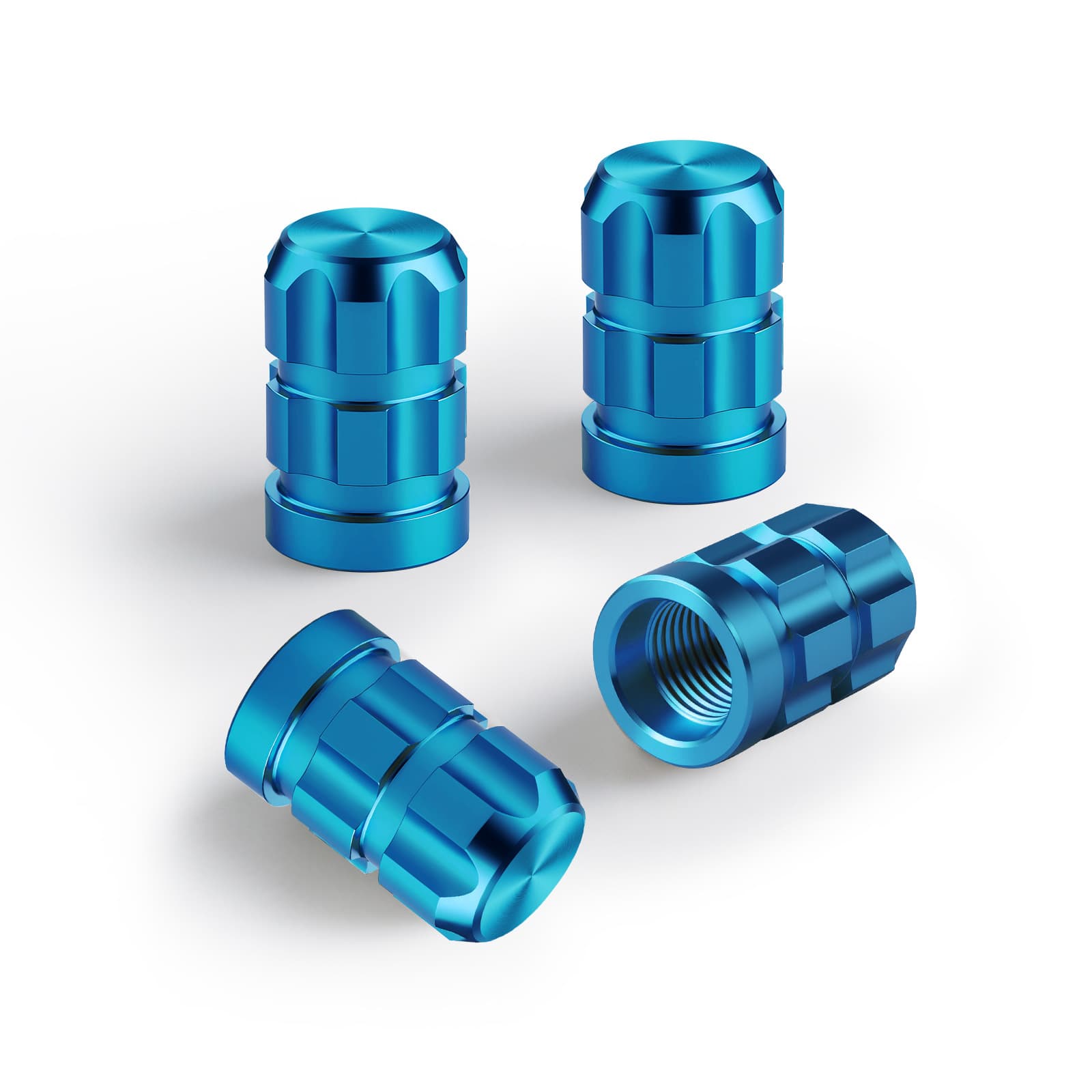 Blue Standard Automotive Valve Stem Caps Aluminum Alloy Valve Caps Personalized Aluminum Alloy Car Tire Valve Stems