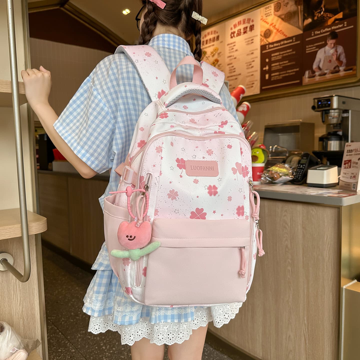 Schoolbags for junior high school girls blue ins style high school students with good looks 2026 new style female large capacity backpack shoulder bag