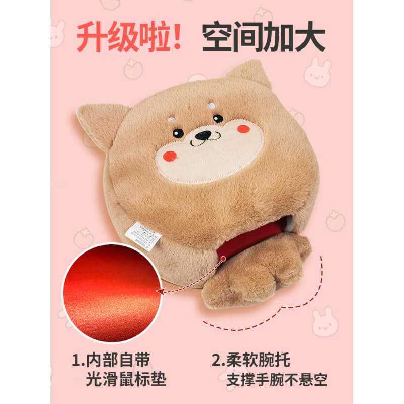 New Winter USB Heated Mouse Pad with Wrist Support Plush Thick Cartoon Heating Winter Computer Warm Hands