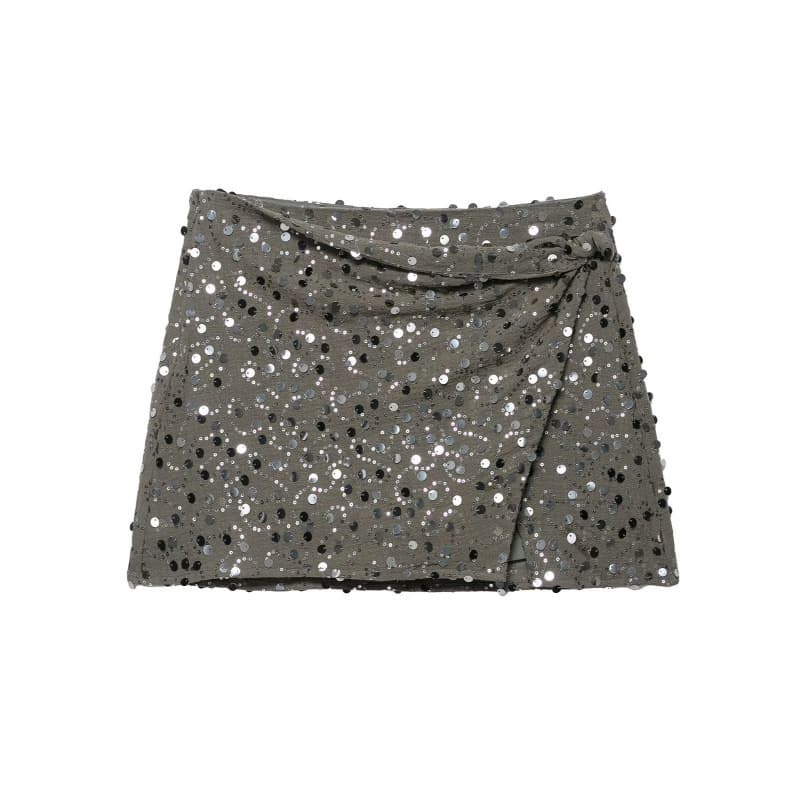 Cross-border European and American Women's Fashion AliExpress INS Hot Trendy Sexy Pure Desire Style Heavyweight Chanel-style Sparkly Sequin Bodycon Skirt