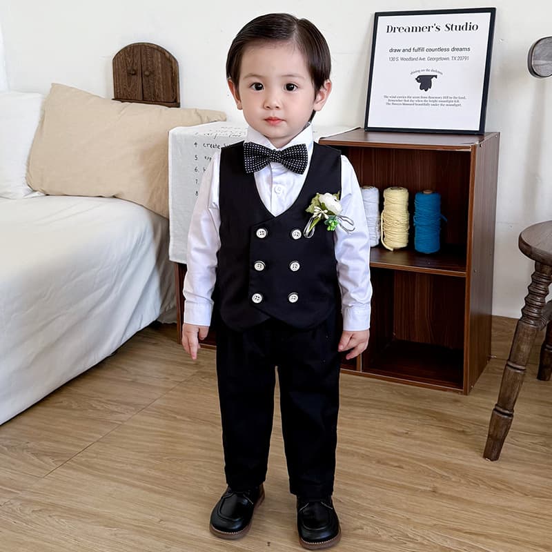 Boys Suit Set Spring Autumn New Children's Little Host Blazer Flower Boy Wedding Formal Suit Boys Performance Outfit
