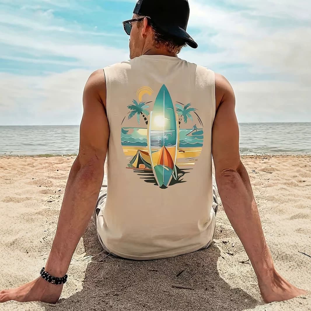 2026 Cross-Border Trade Source Factory Summer New Casual Resort Style 3D Print Men's Loose Comfortable Vest