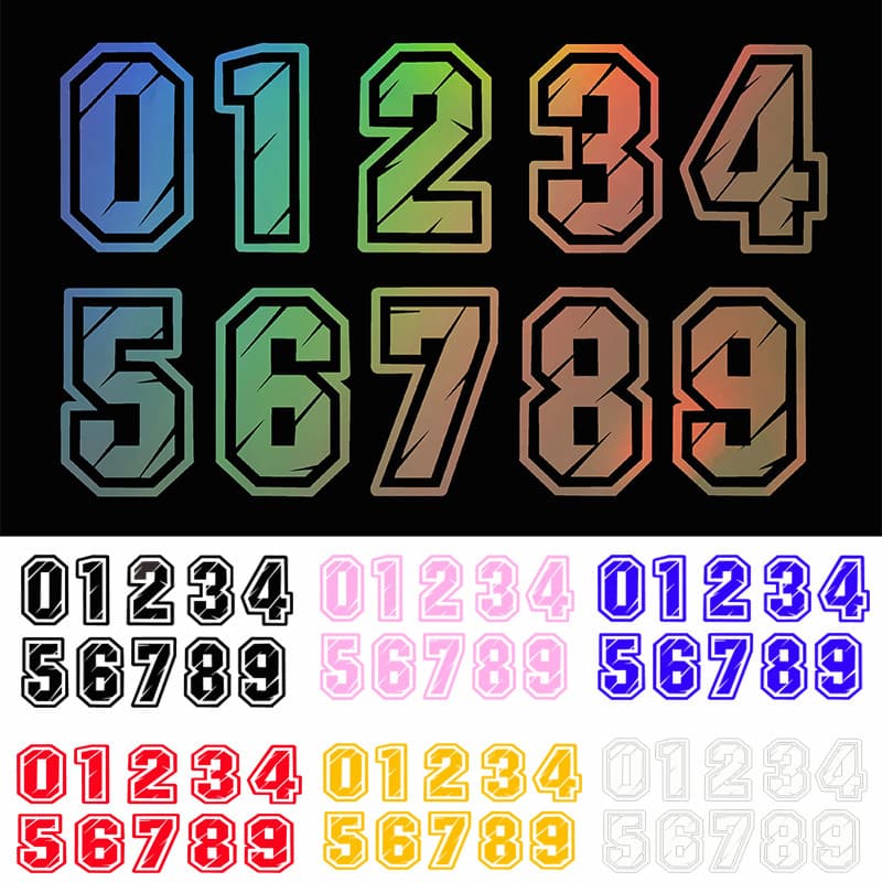 Cross-border Trade Digital Car Sticker 0-9 Racing Number Decal Car Number Sticker Modified Body Sticker DIY Helmet Sticker