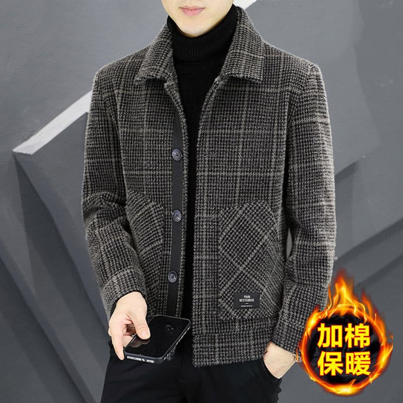 Autumn and Winter Coats, Men's Jackets, Trendy Gold Mink Woolen Coats, Men's Winter Clothing, High-End Casual Short Woolen Coats