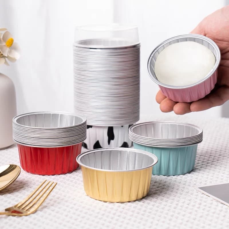 Round Snow Mochi Daifuku Packaging Box Mousse Pudding Single Cake Cup Disposable Tin Foil Aluminum Foil Takeout Box