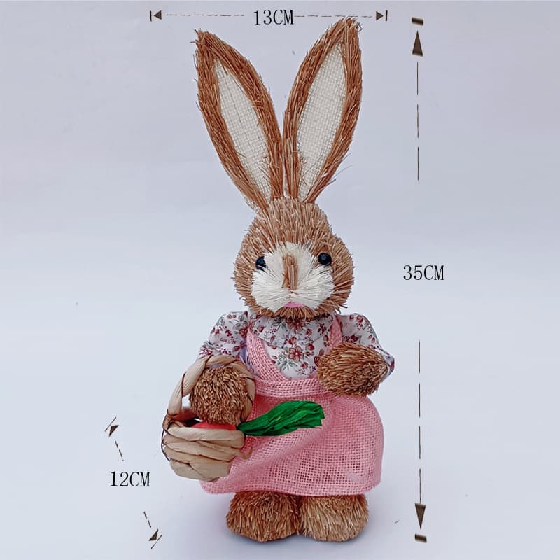 ✅ Factory Direct 35CM Small Cross-border Scenic Spot Cattail Grass Woven Rabbit Christmas Ornament Handmade Non-Heritage Souvenir