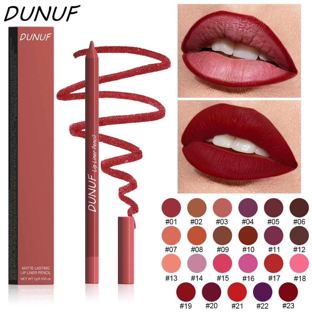 DUNUF Cross-Border Edition 23-Color Foam Lip Liner Pencil, Velvet Matte Line for Lip Shape Contouring