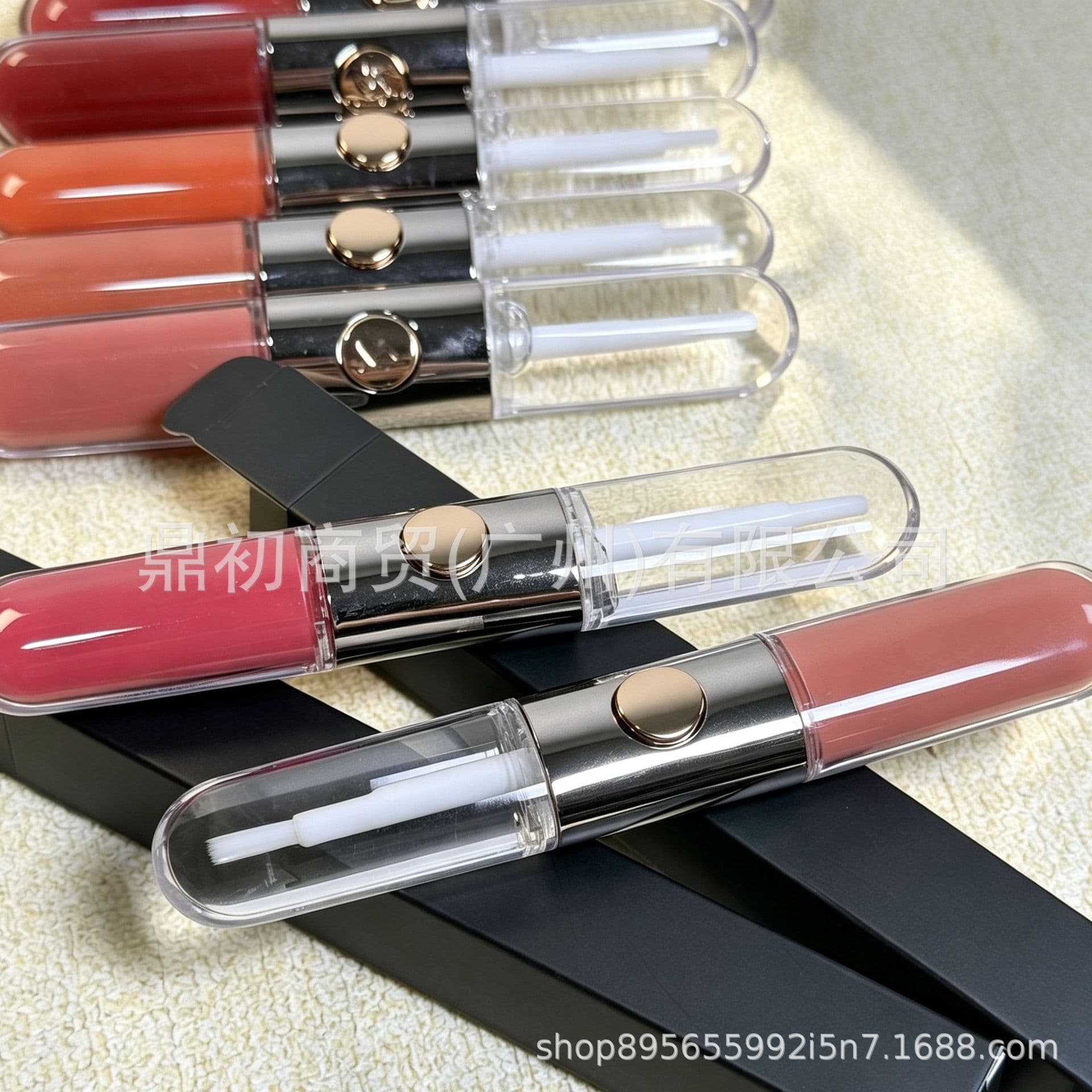 In stock double-ended lip gloss lipstick non-fading non-stick cup raincoat long-lasting mirror water-gloss lip tint nude lip balm for women