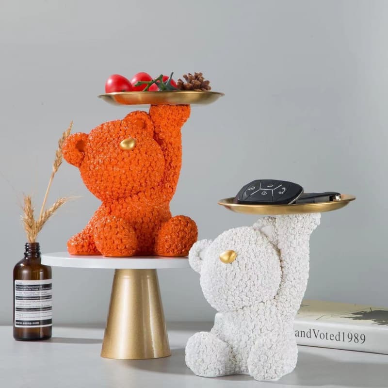 Cross-border new home decorations, indoor decorations, pink bear resin crafts, garden decorations