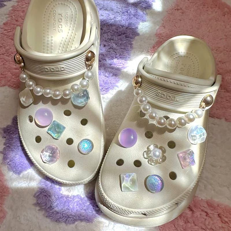 Jelly Gem Chain Croc Charms DIY Sandals Slippers Shoe Decoration Accessories Detachable Buckle
