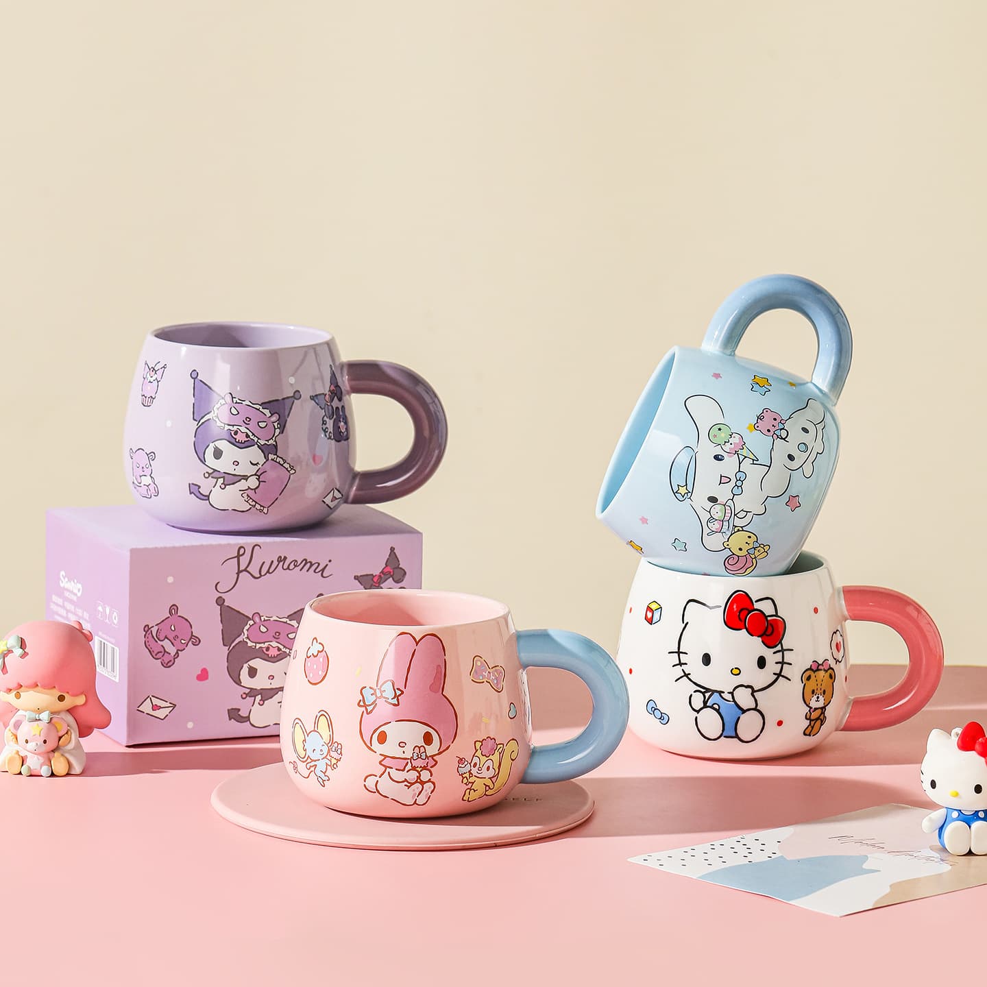 Sanrio Official New Cute Personality Large Belly Cup High Appearance Cartoon Water Cup Ceramic Mug Birthday Gift