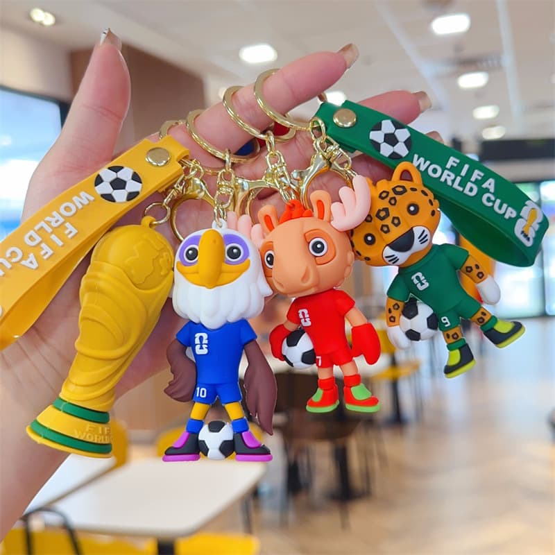 In Stock Fast Shipping World Cup Mascot Keychain Pendant USA-Mexico-Canada Football Pendant Fan Accessories