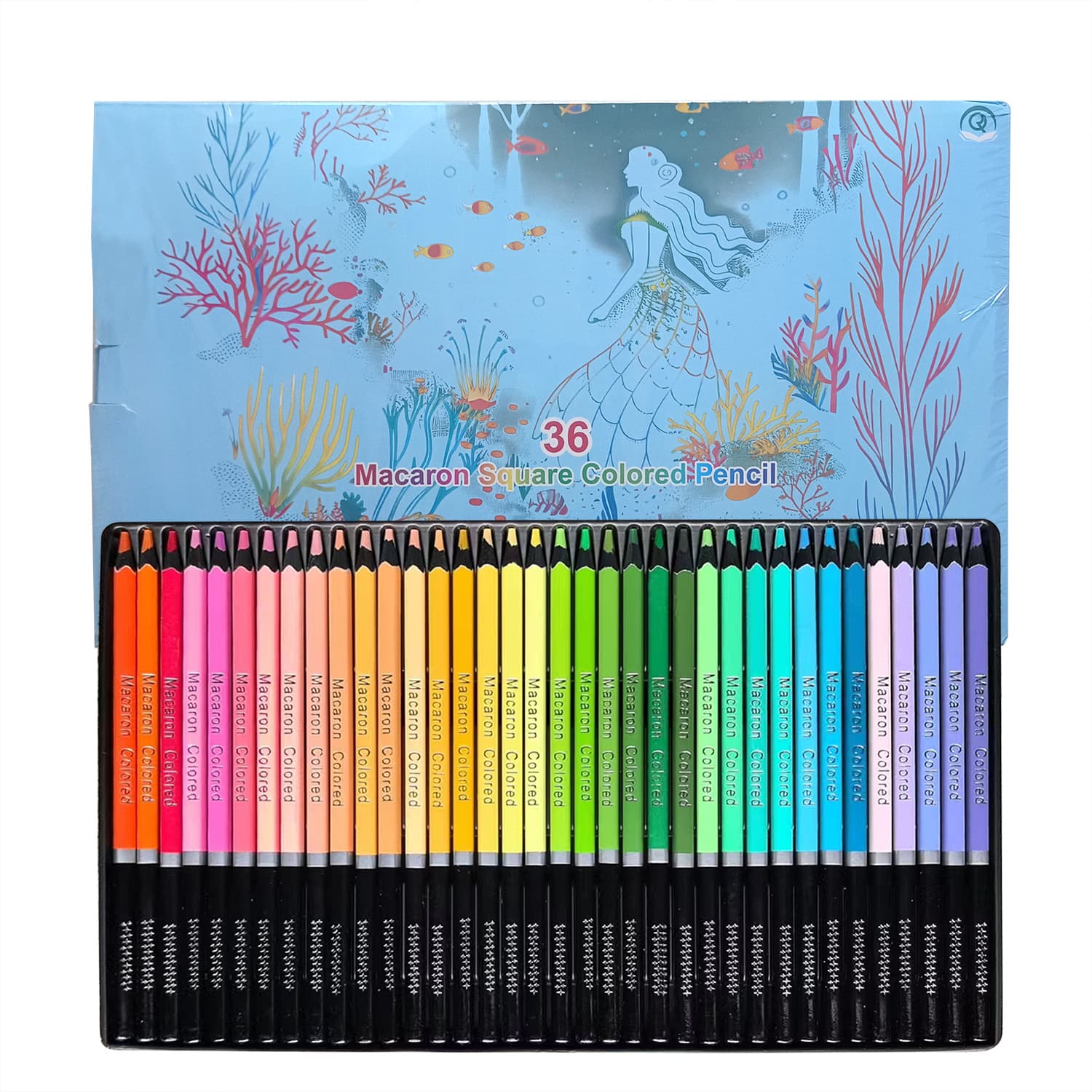 Cross-border new product 36 color pencils macaron color square rod color lead hand account painting and coloring set ready for sale