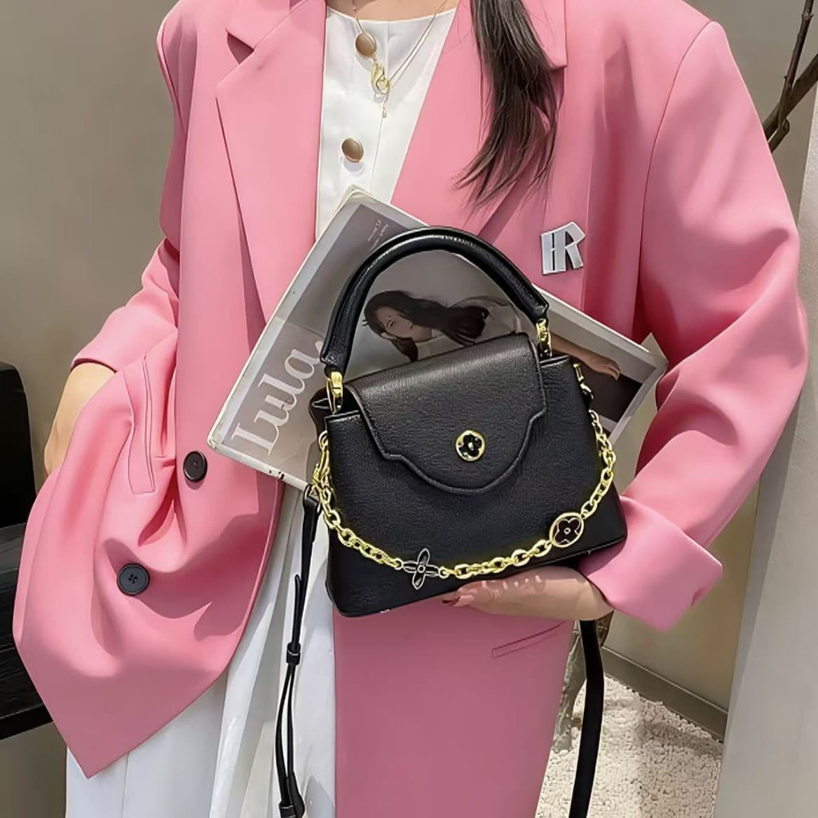 Bucket Bag 2026 New Fashion Stylish Handbag Textured Genuine Leather Women's Bag Light Luxury Large Capacity Shoulder Crossbody Bag