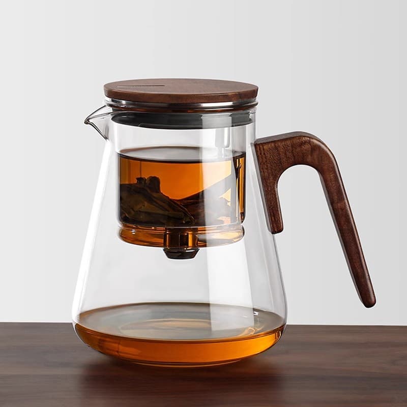 Bangtian Magnetic Floating Glass Teapot with Walnut Handle, Cross-Border Tea Set with Filter and Glass Inner Pot