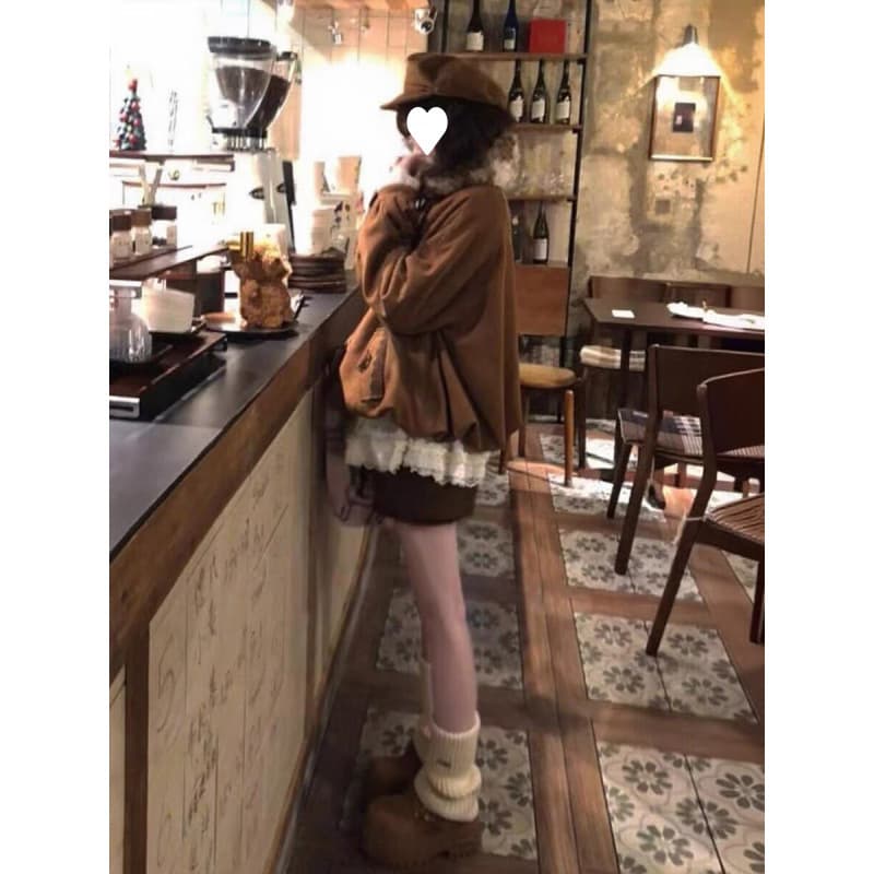 2025 bow fur collar deerskin velvet cotton coat for women winter quilted thickened warm retro loose bud coat