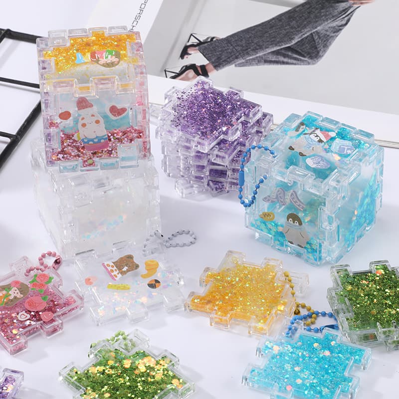 Creative quicksand card tiles DIY puzzle Rubik's Cube quicksand plate mahjong card tiles children's gift toy manufacturer direct