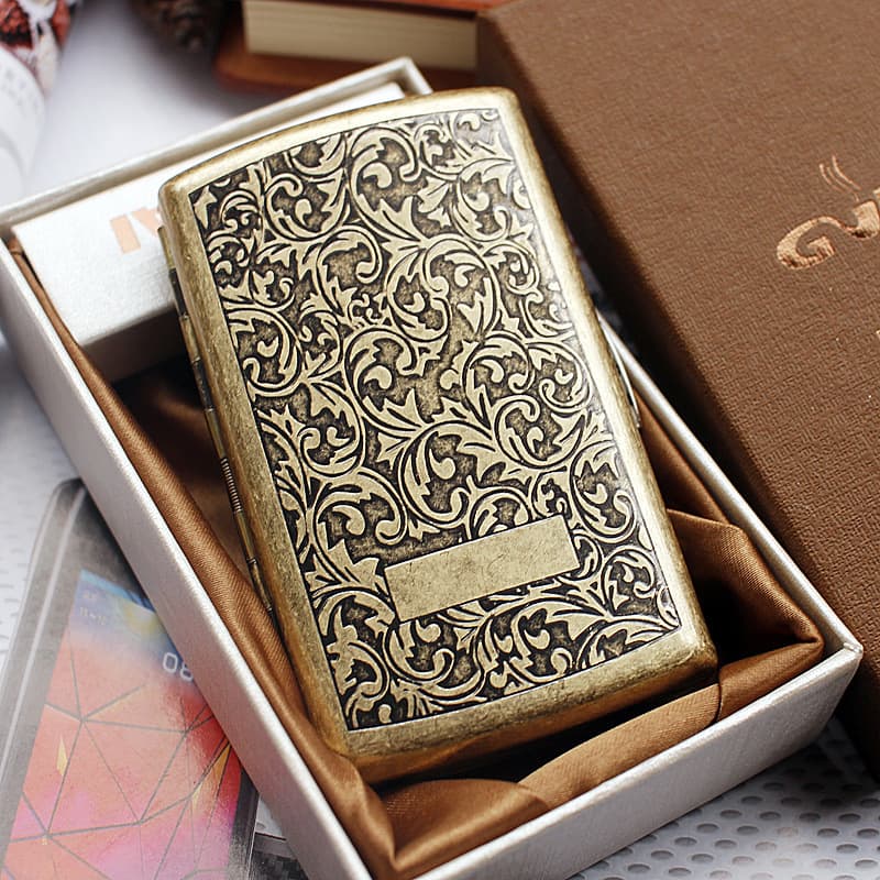 Bronze Cigarette Case Slim 12-Cigarette Case for Men and Women Ultra-Thin Creative Chinese Style Wholesale