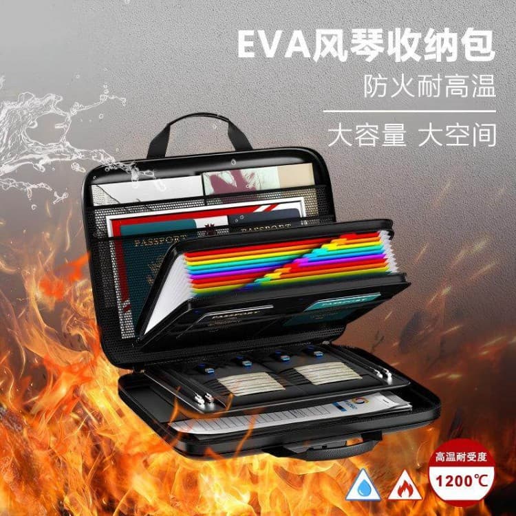 EVA Fireproof High-Temperature Resistant Large-Capacity Accordion Organizer Bag Flame-Retardant Document Folder A4 Compatible