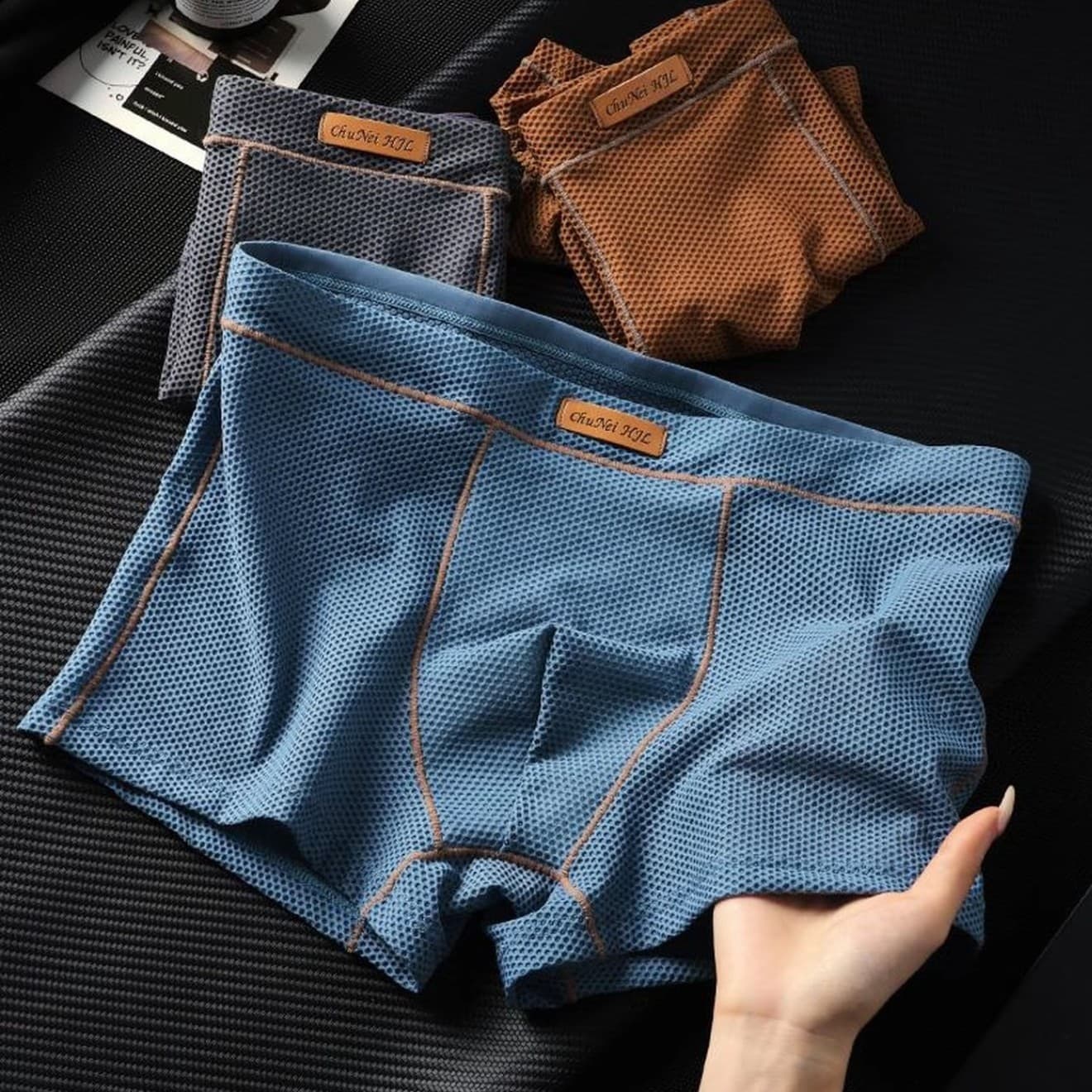 New Ice Silk Mesh Men's Underwear Summer Breathable Quick-Dry Boxer Briefs Trendy Mesh Men's Boxers