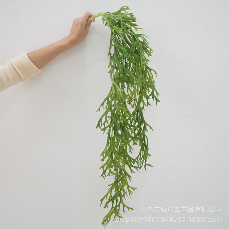 Artificial Staghorn Fern Hanging Plant Green Wall Decor Ornament Tropical Rainforest Fern Landscaping