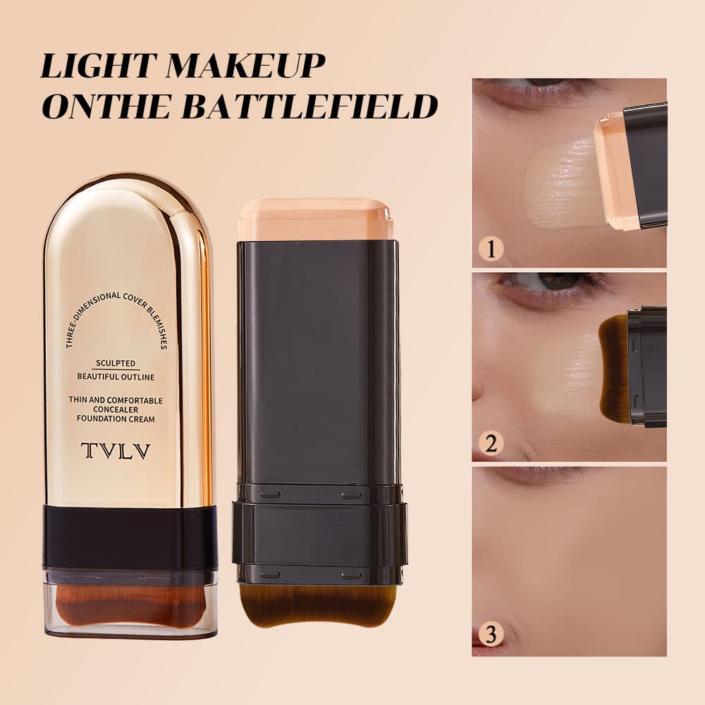 Natural Long-Lasting Thin and Comfortable Concealer Foundation Cream with Brush TVLV Sales Hit Suitable for All Skin Types