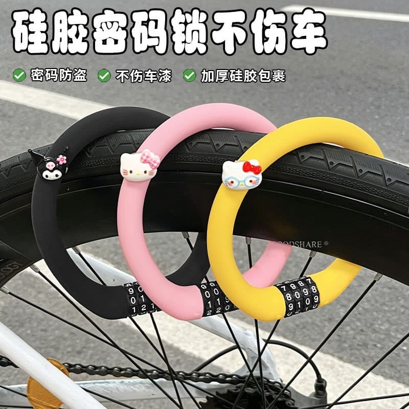 Silicone Combination Lock, Scratch-Free, Cute Kuromi Anti-Theft Number Lock for Bicycle, Mountain Bike Accessories