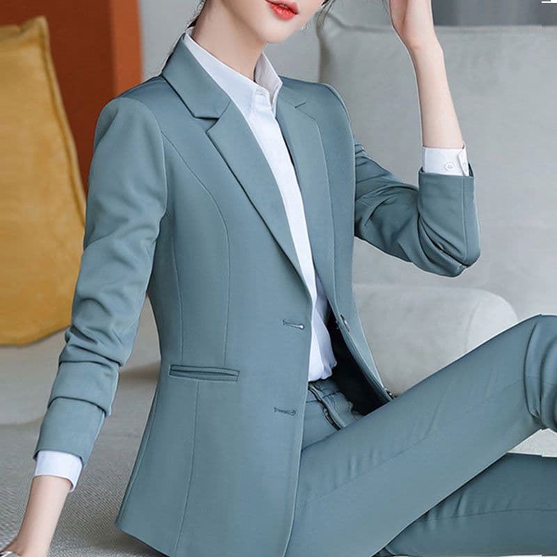 Women's Professional Suit Set Korean Style Slim Fit Formal Blazer Office Workwear Jacket