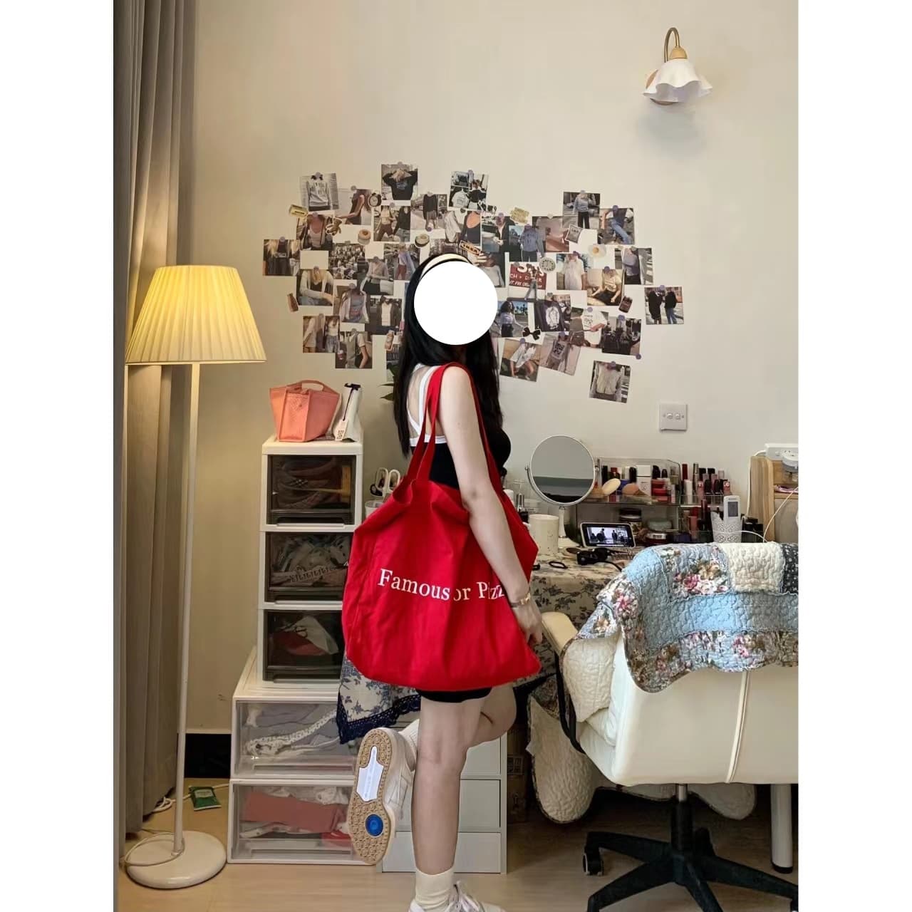Niche Design Fashionable Canvas Tote Bag 2025 New Red Letter Commuter Versatile Large Capacity Shoulder Bag