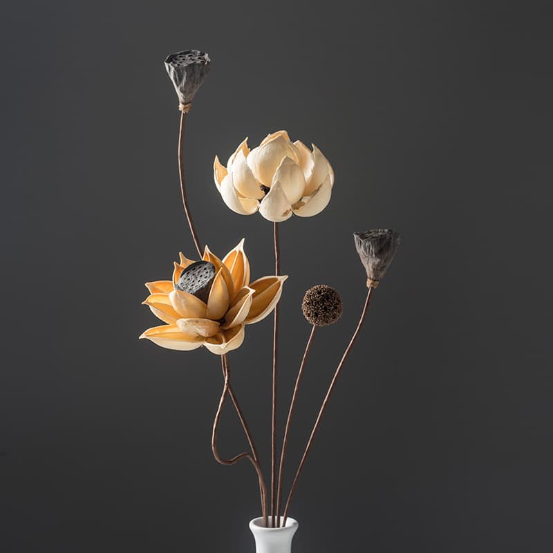 Dried Flower Bouquet Real Flower Decorative Ornament Lotus Dried Lotus Pod Natural Lotus Root Zen Floral Arrangement Chinese Style Living Room Display