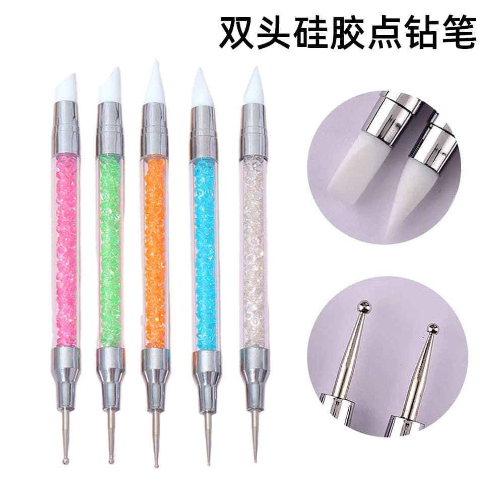 Double-ended nail polish silicone dot pen multi-color drill rod silicone glue pen dot drill embossing pen dot pen manicure tool