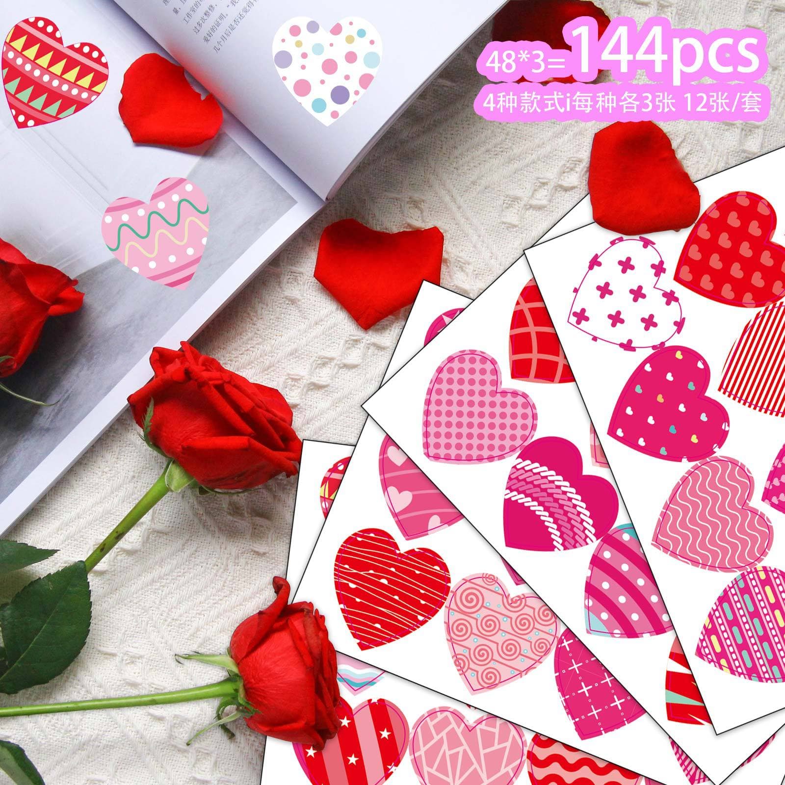 Valentine's Day Heart Shaped Envelope Sealing Stickers Party Cake Baking Decoration Stickers Gift Stickers Cartoon Style