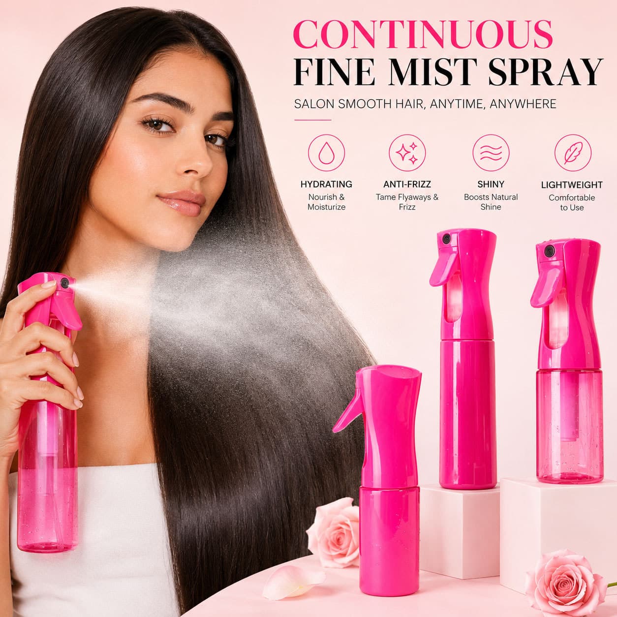 Wanmei Cross-Border High-Pressure Continuous Spray Bottle Multi-Capacity Sprayer Hairdressing Hydrating Makeup Fine Mist Dispensing Water Spray Bottle