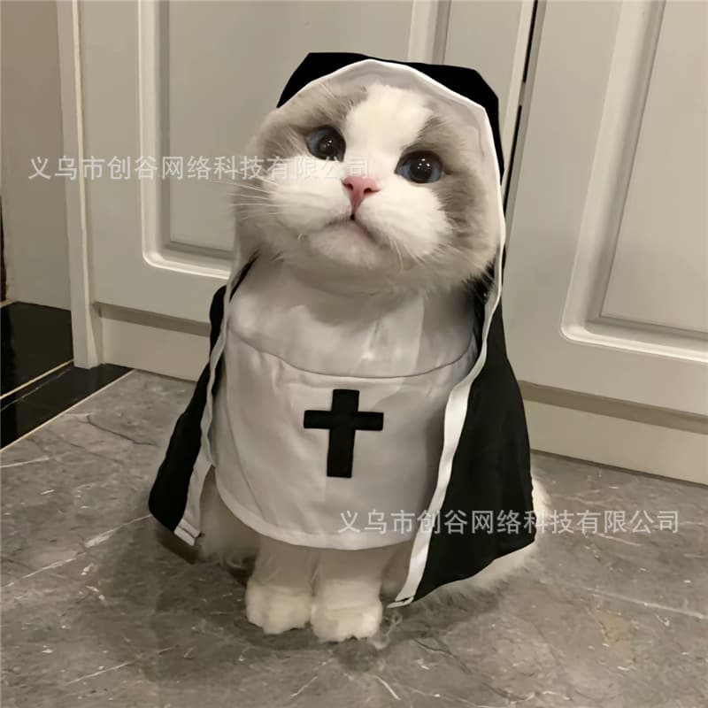 Cross-border new cat nun clothes for cats and dogs, cross-dressing and funny COS photo props for small and medium-sized pets