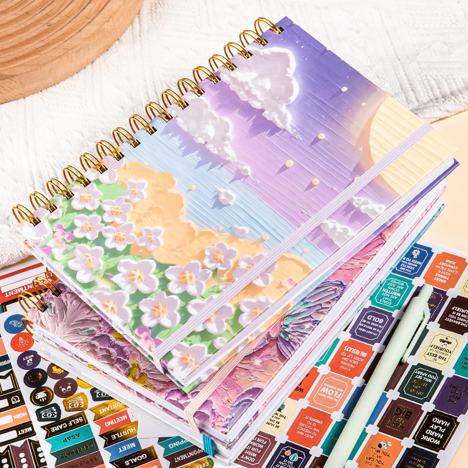 A5 Thick Coil Notebook with Lined Pages, 3D Stereoscopic Hard Cover, Loose-Leaf Journal, Cross-Border High-Aesthetic Notebook