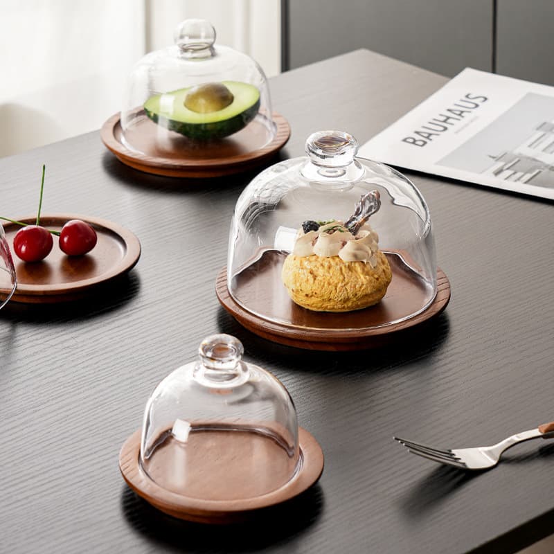 Middle East Mini Dessert Plate Cake Tray Glass Cover Pastry Display Stand Baking Tray Transparent Glass Cake Stand Plate