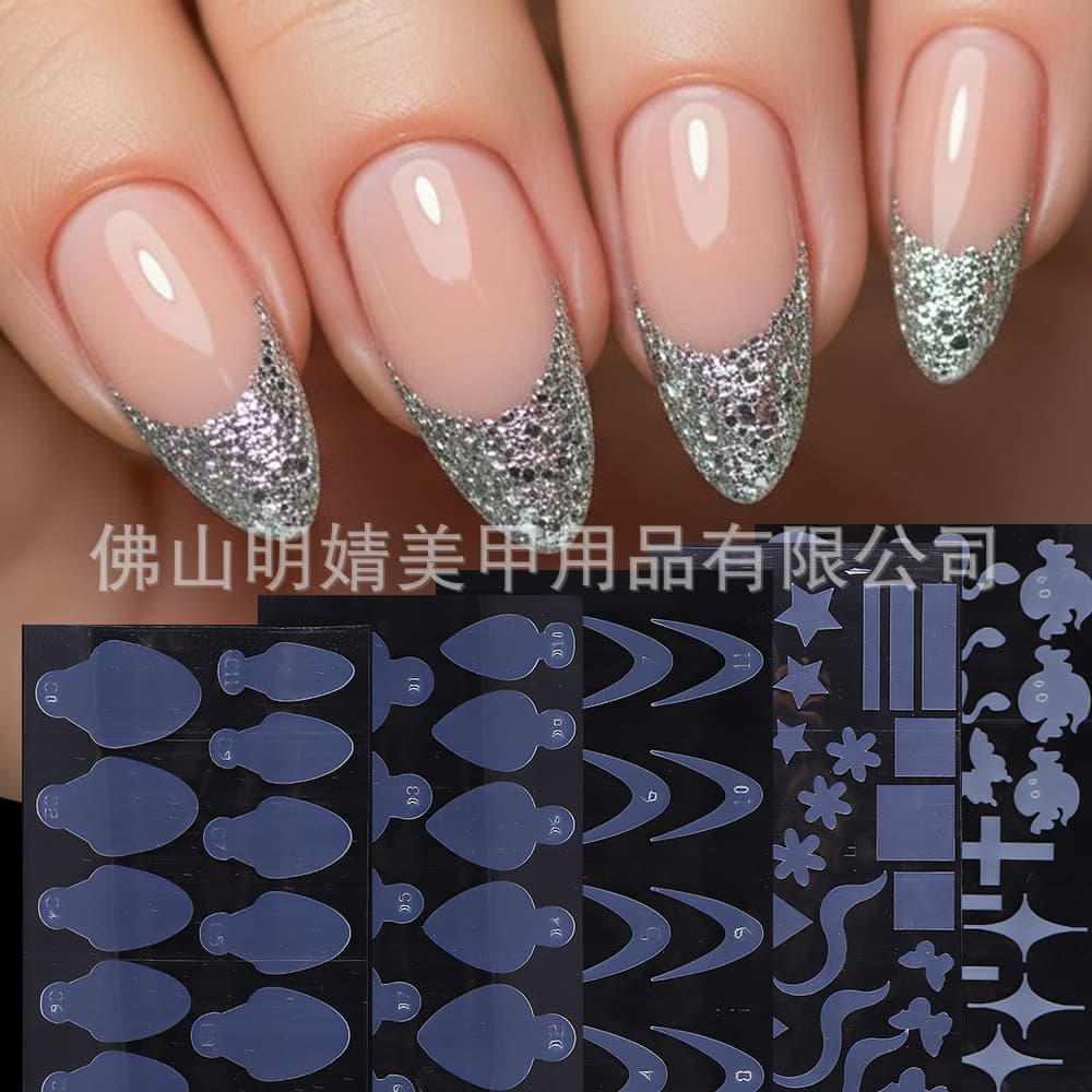 Silicone French Nail Extension Tips, Crystal Nail Extension Mold, Paperless French Extension Nail Mold Silicone Tips, 12 Pieces