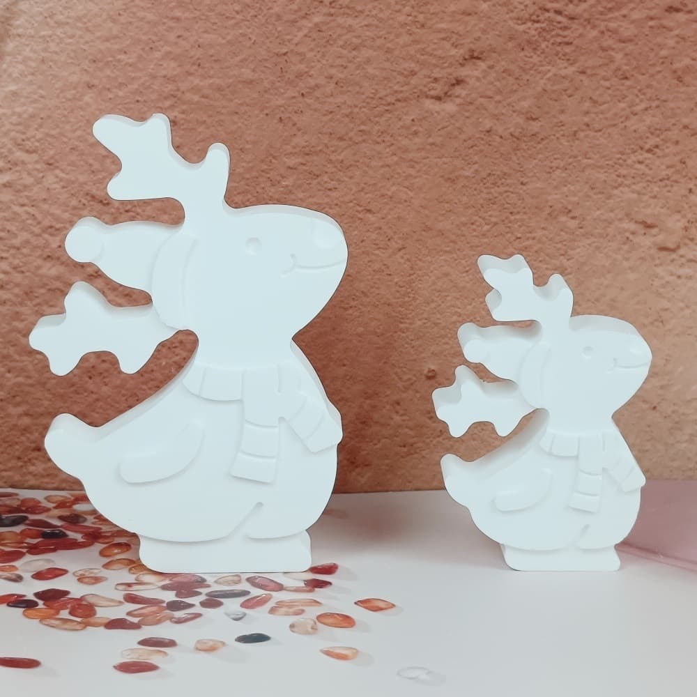S1710 Christmas Standing Elk Ornament Desktop Decoration Cement Plaster Mold DIY Silicone Mold