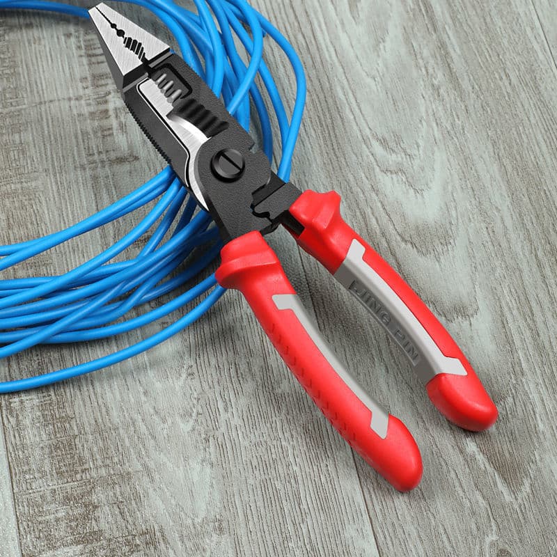 Six-in-one multifunctional electrician's pliers, wire stripping pliers, special wire crimping pliers, peeling wires, needle nose pliers, wire stripping foreign trade