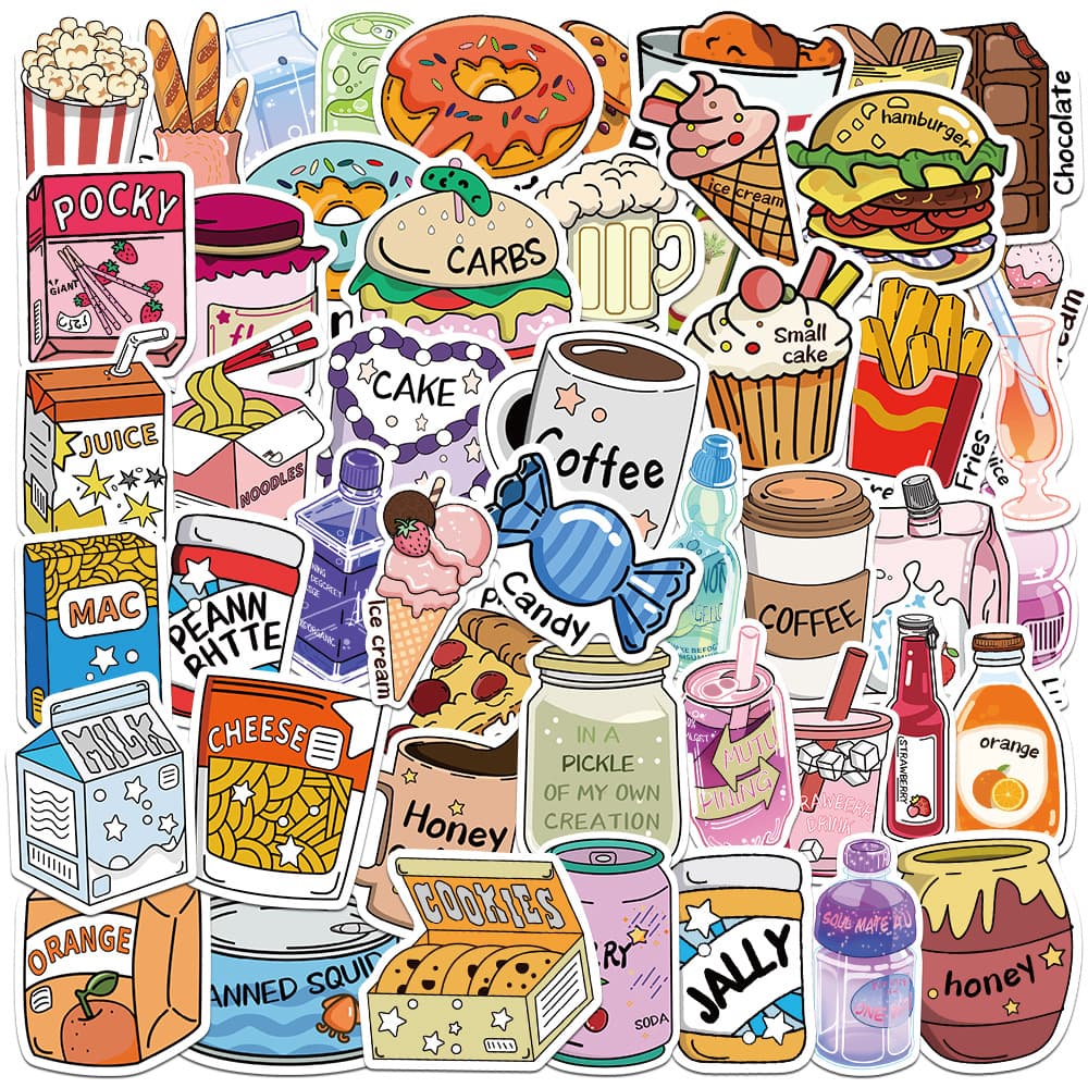 50 Happy Snack Club Cartoon Stickers DIY Graffiti Luggage Water Cup Scooter Account Sticker Waterproof
