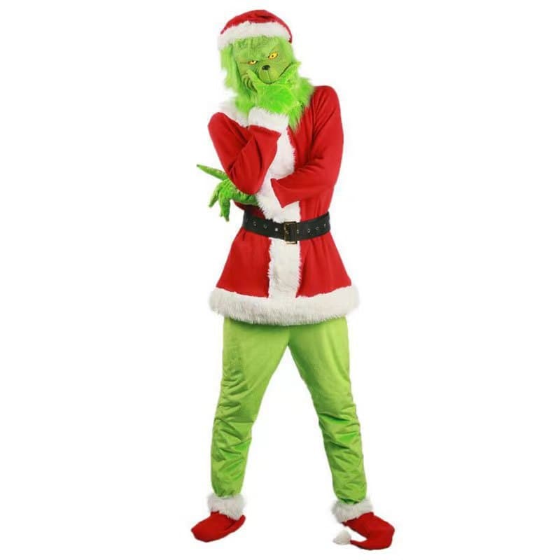 Christmas cosplay costumes, Santa Claus, The Grinch, Green Hair Monster, party performance outfits, European and American style.