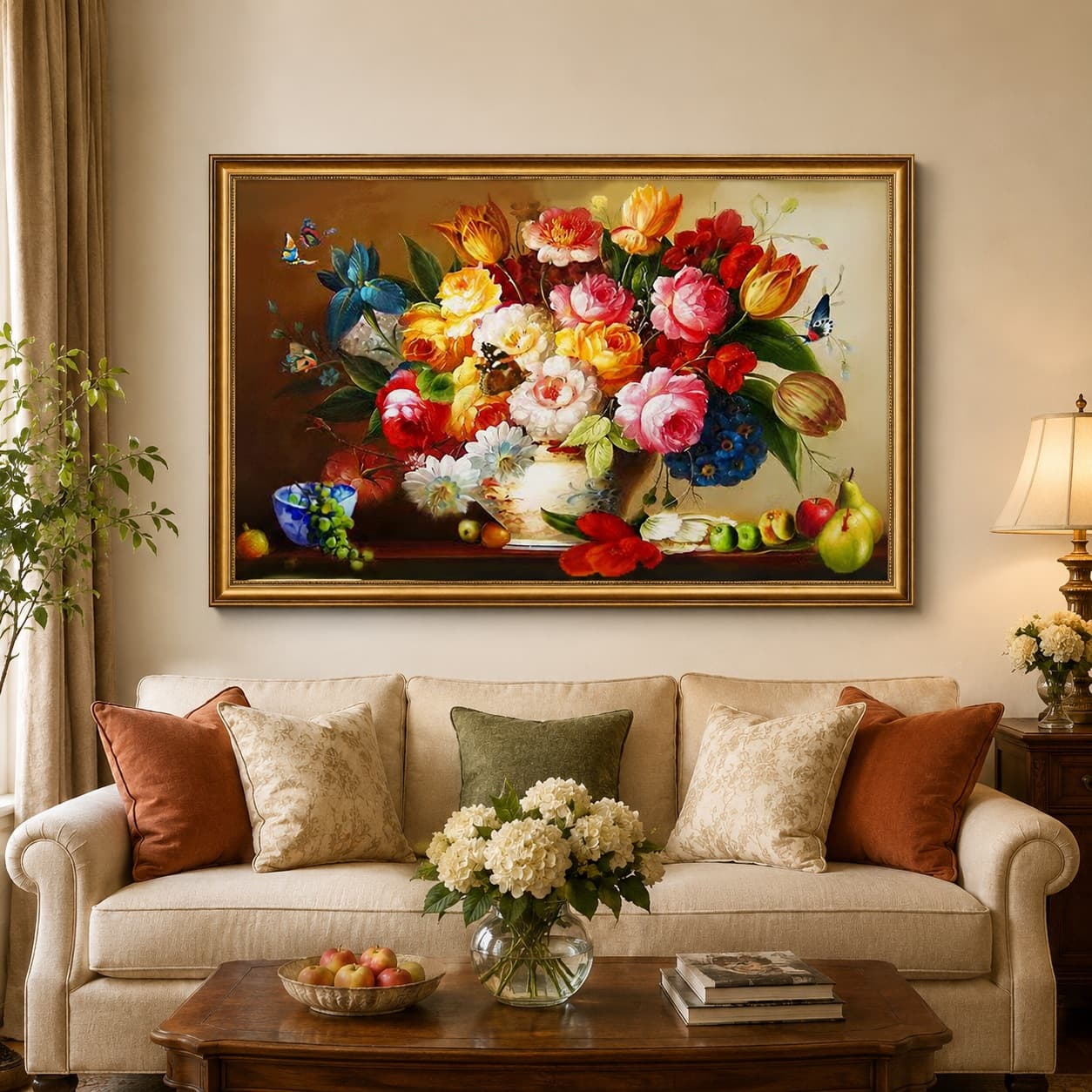 True love cross stitch flowers fill the room with fragrance, new light luxury and high-end sense handmade thread embroidery for the living room
