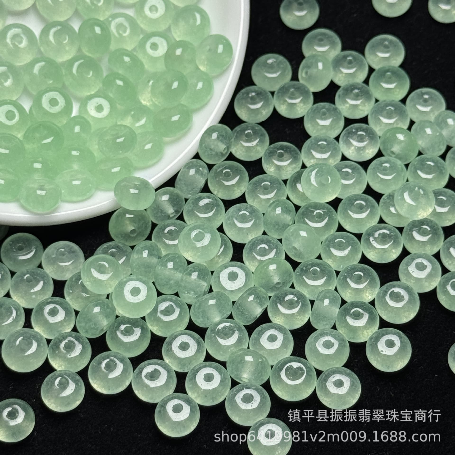 High Ice Light Green 8mm Abacus Beads Loose Beads Wholesale, DIY Jade Jewelry Bracelet Necklace Spacer Beads Jade Bead Accessories