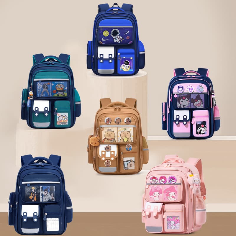 Schoolbags for Primary School Students in Grades 1, 2, and 6, Girls' Cartoon Spine-Protecting and Weight-Reducing Backpacks for Children Aged 6-12, Wholesale