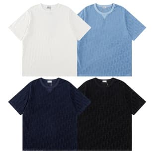 High Version DI T-Shirt 2025 New CD Letter Jacquard Classic Embroidery Casual Loose Short Sleeve for Men and Women Couples