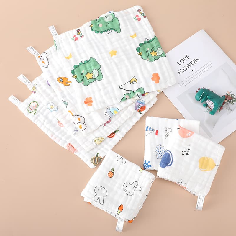 [Budget option] Six-layer 30x30 cm pure cotton small square towels, gauze baby bibs, soft bubble cotton drool pads.